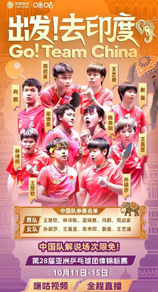 2025年亞洲乒乓球團體錦標賽激戰印度，中國隊陣容強勁