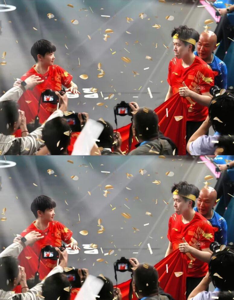 王楚欽與孫穎莎莎頭組合比賽精彩瞬間