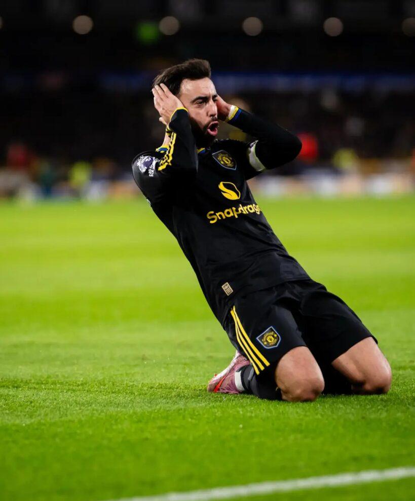 曼聯球員慶祝入球,B費表現神勇